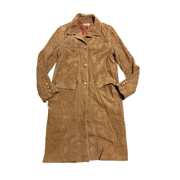 🟠Vintage Michael Kors 100% Suede Lined Long Coat with Pockets Size 8